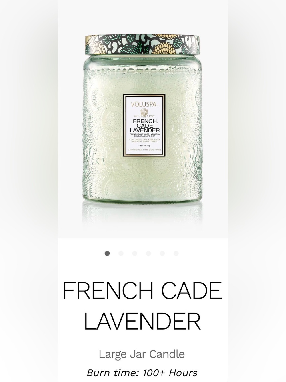 Voluspa French Cade Lavender large jar candle